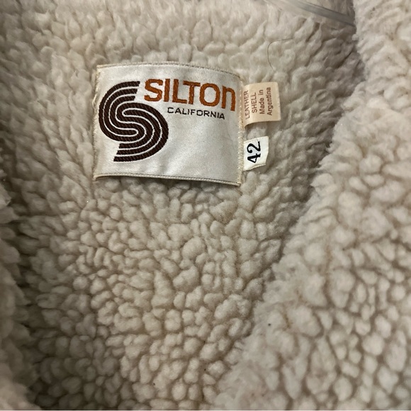Vtg  SILTON Leather Sherpa Ranch Coat Western rust suede tan Jacket USA Mens 42 - Picture 2 of 15
